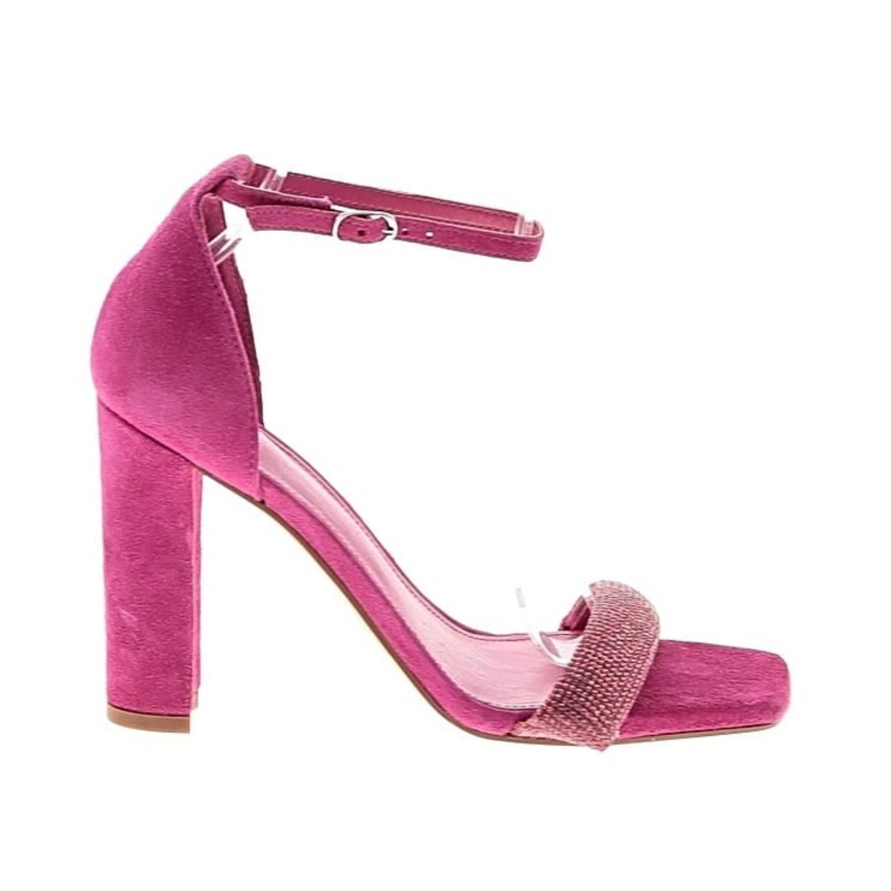 BRAND NEW SIZE 11 Marc Fisher 'Angelo' Hot Pink suede and rhinestone block heels